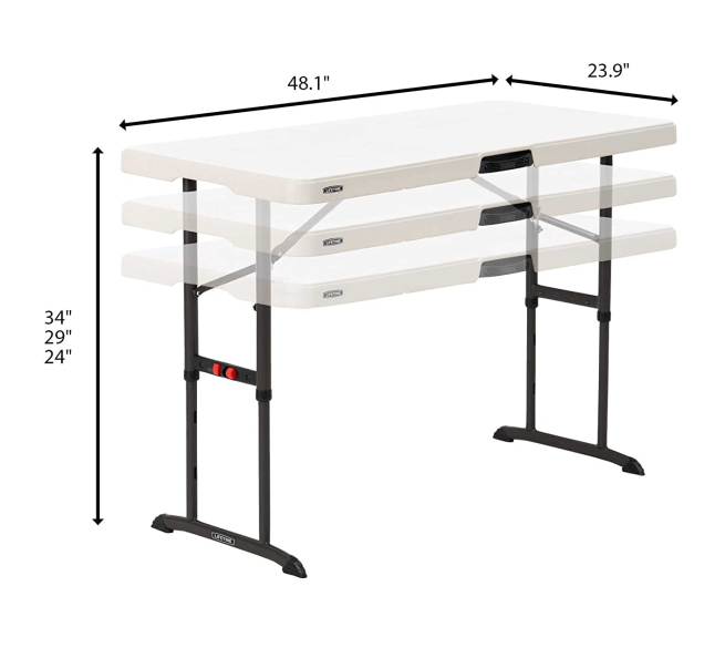 4ft adjustable folding table - Image 3