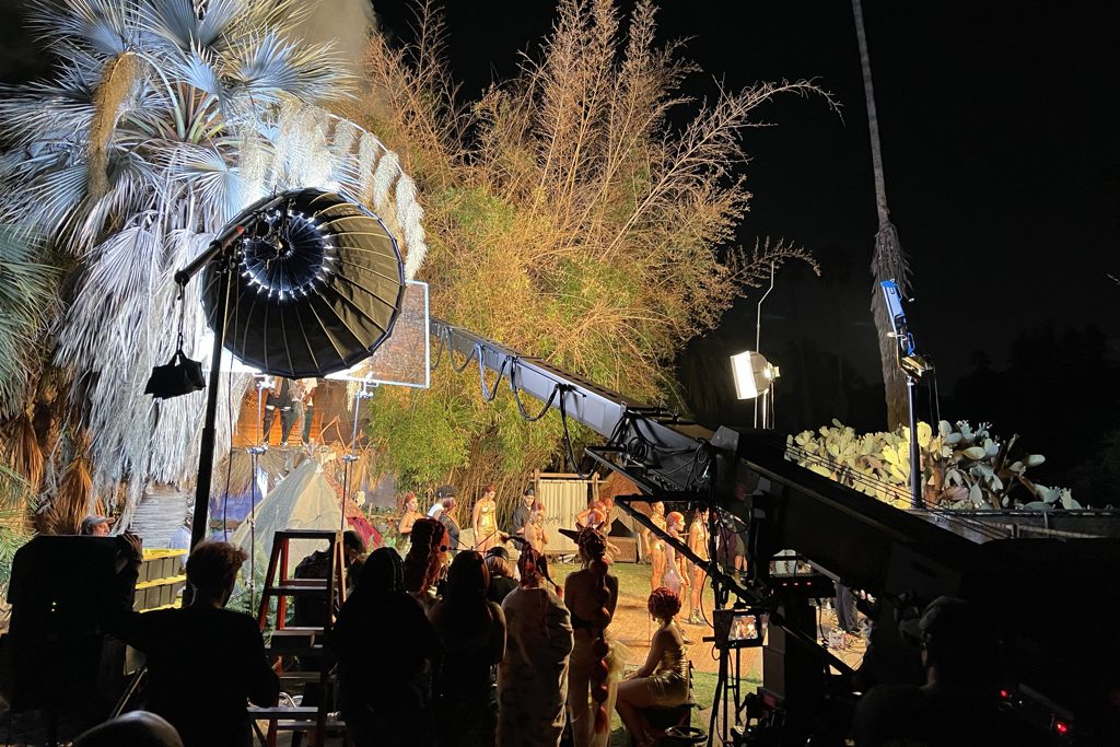 Geronimo Creek Kurve Umbrella Rental utilized on a location shoot